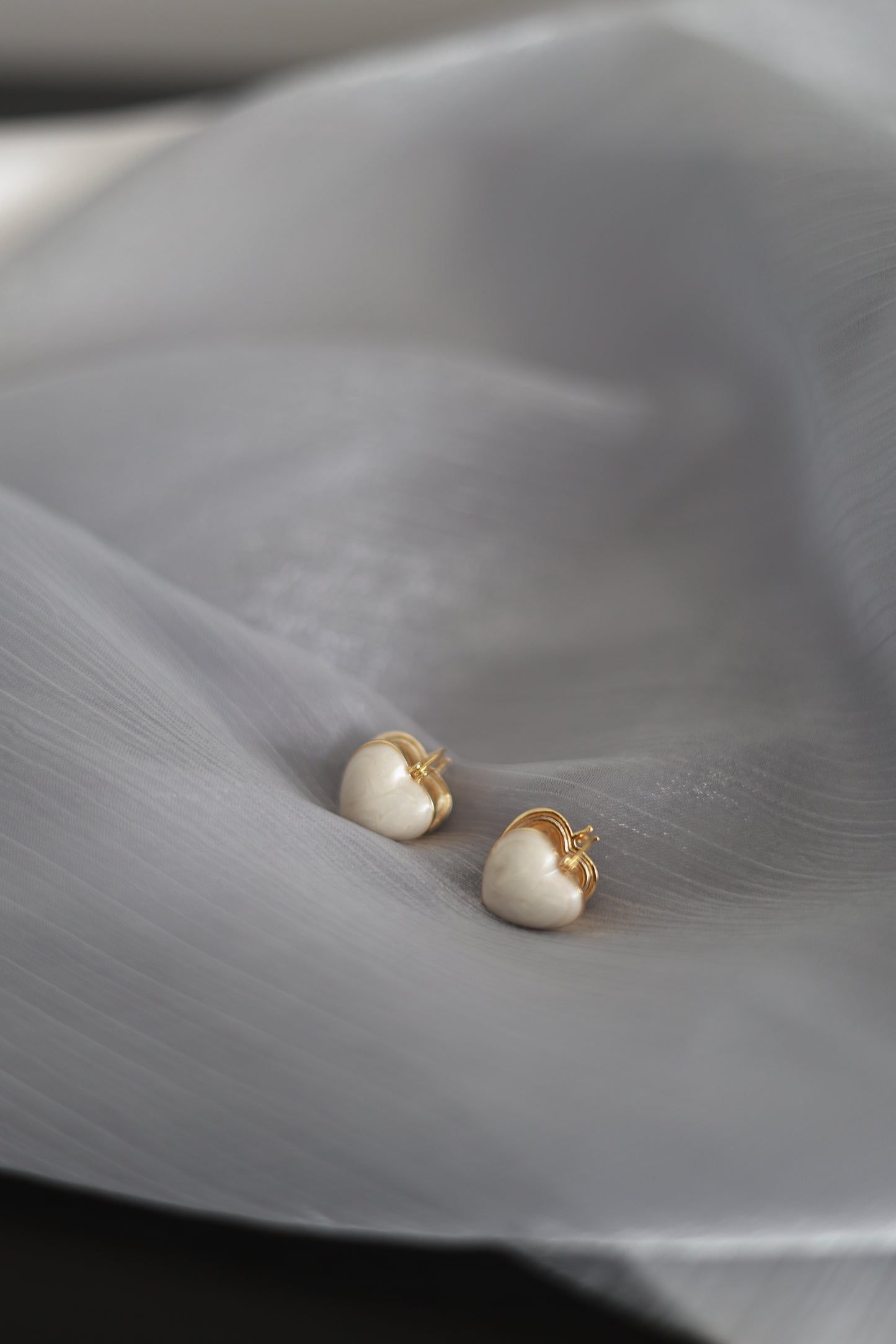 Ivory Heart Hoop Earrings