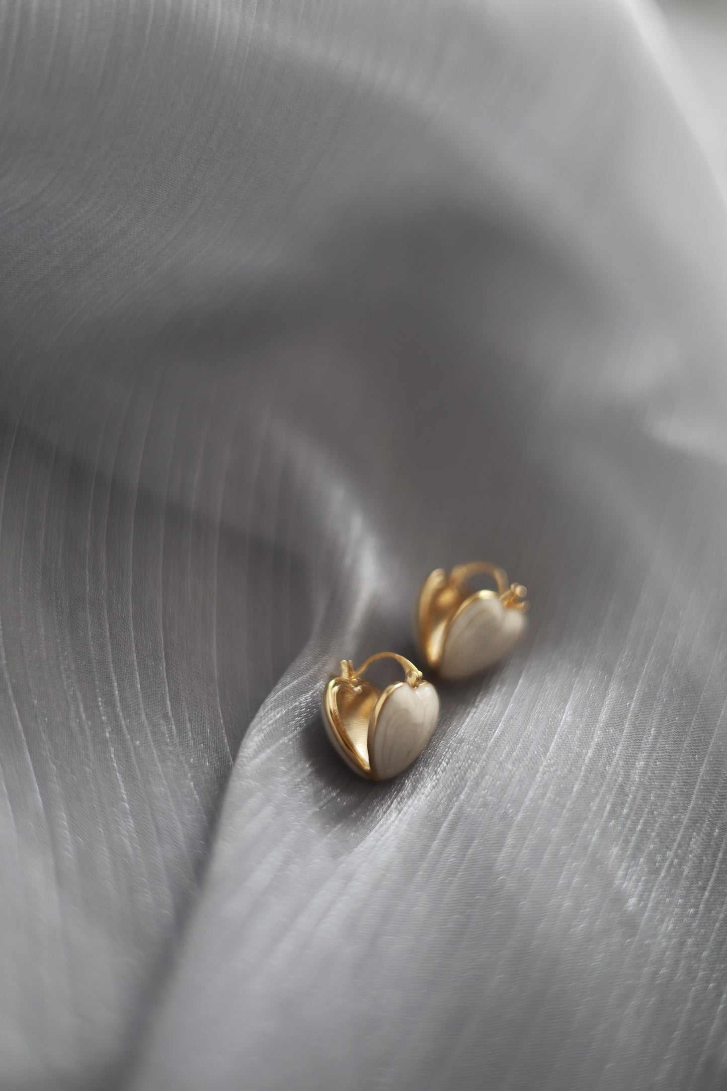 Ivory Heart Hoop Earrings