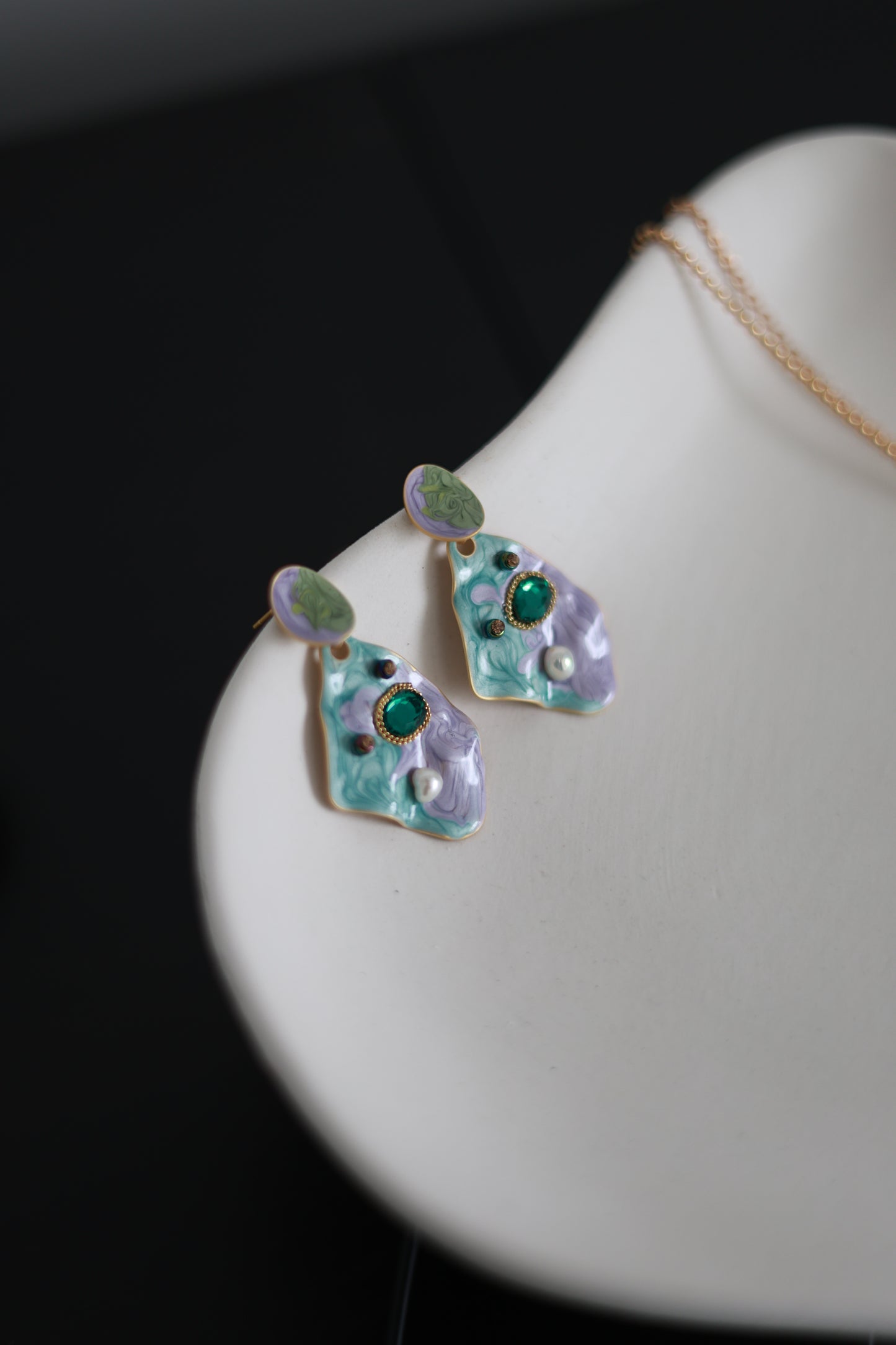 Iridescent Dream · Enamel Earrings