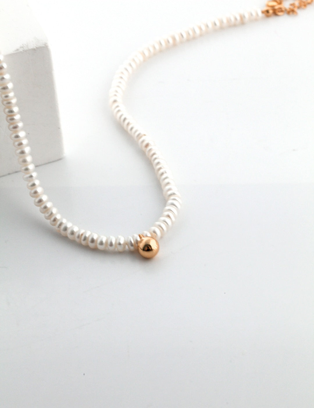 Little Gold Ball Pearl Necklace